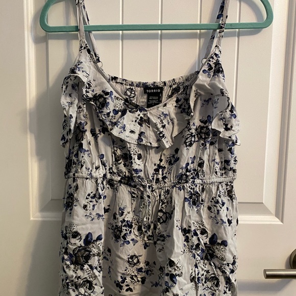 ❌SOLD❌ FLORAL PRINT CHALLIS RUFFLE BABYDOLL TOP - Picture 3 of 5